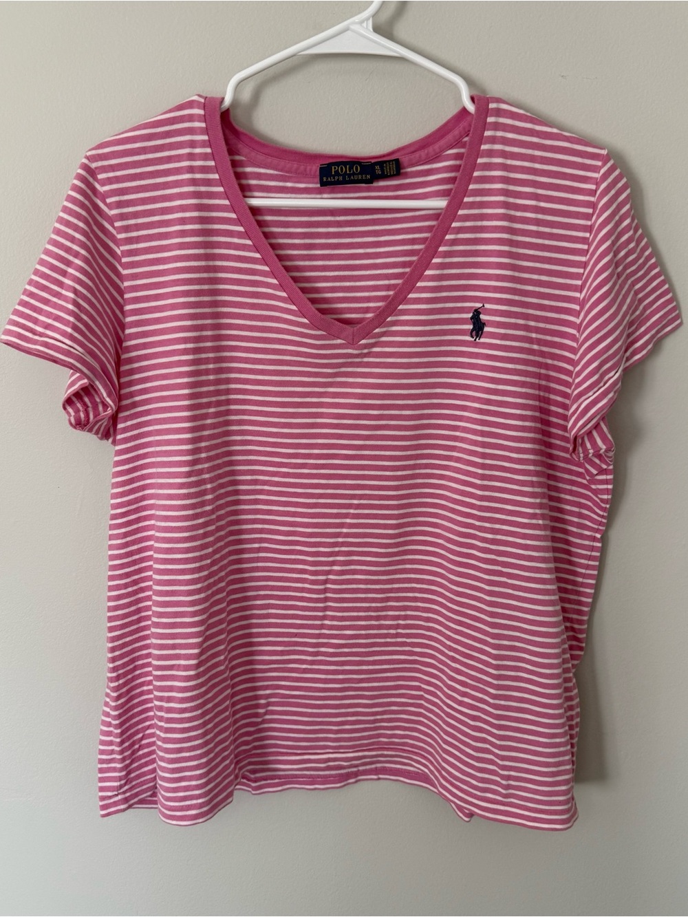 Polo Ralph Lauren Pink Striped V-Neck Tee